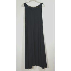 Eileen Fisher Jersey Knit Asymmetrical Maxi Dress Sleeveless Black Small USA
